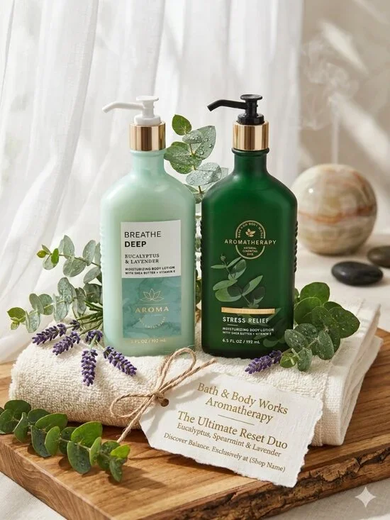 BBW Aromatherapy Set Eucalyptus Spearmint Stress Relief & Eucalyptus Lavender - Picture 1 of 3